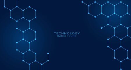 hexagonal shape technology background designのイラスト素材