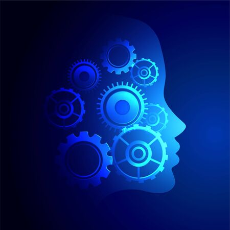 digital technology face with gears symbols backgroundのイラスト素材