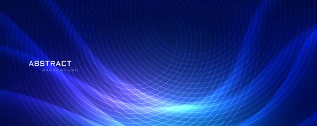 abstrract blue wavy background with circular linesのイラスト素材