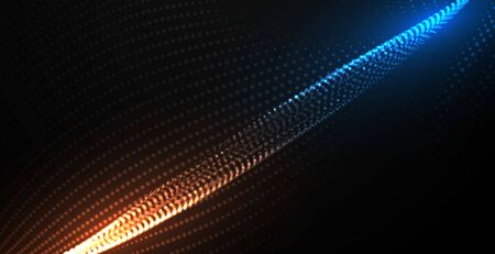 digital flowing particles technology background designのイラスト素材