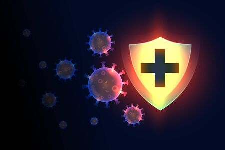 immune system medical shield protection stopping corona virusのイラスト素材