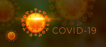 dangerous covid-19 coronavirus banner with virus cellのイラスト素材