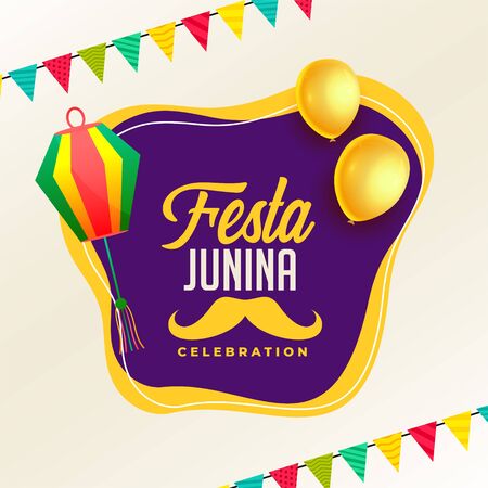 festa junina celebration poster with lamps and balloonのイラスト素材
