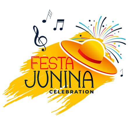 festa junina music banner with hatのイラスト素材