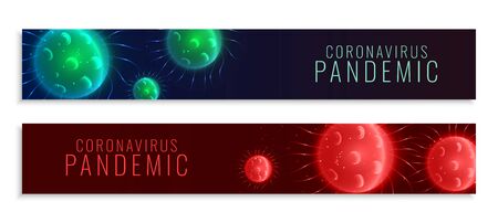 coronavirus pandemic wide banners set in two colorsのイラスト素材