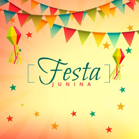 festa junina brazil festival party holiday celebration colorful background illustrationのイラスト素材