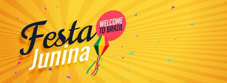yellow festa junina banner designのイラスト素材
