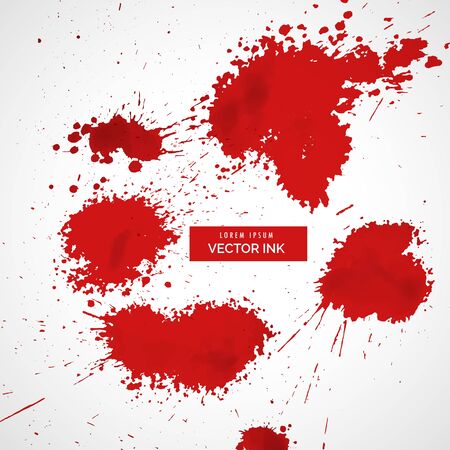 red blood splatter vector setのイラスト素材