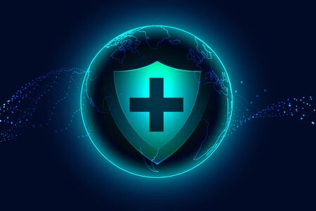 medical healthcare protection shield with cross signのイラスト素材