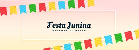 festa junina banner with flags decorationのイラスト素材