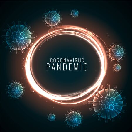 coronavirus pandemic background with floating virus cellsのイラスト素材