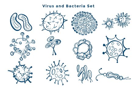 collection of virus and bacteria germs designのイラスト素材