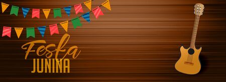 festa junina wooden banner with gutar element