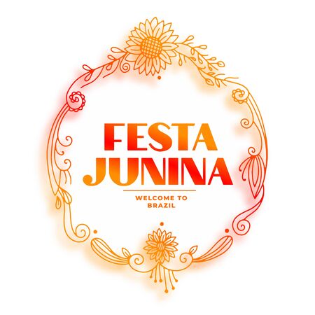 decorative festia junina floral sunflower frame backgroundのイラスト素材