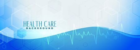 blue healthcare banner design with heartbeat lineのイラスト素材