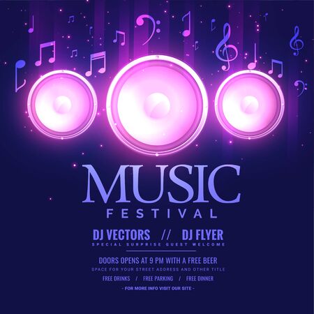 music festival flyer template with speaker and light effectのイラスト素材