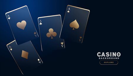 stylish casino cards on dark blue backgroundのイラスト素材