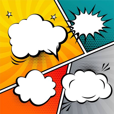 comic strip speech bubble and expressions templateのイラスト素材