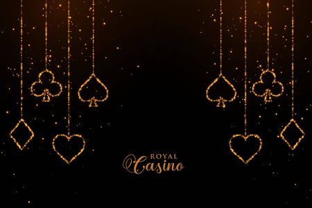 casino playing cards golden sparkle background designのイラスト素材
