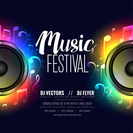music flyer poster with colorful speaker designのイラスト素材
