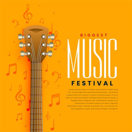 yellow music guitar poster flyer background designのイラスト素材