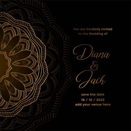 luxury wedding card in golden mandala style artのイラスト素材