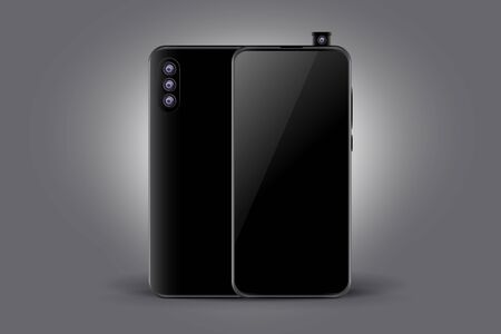 triple camera black smartphone concept mockup designのイラスト素材
