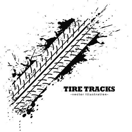 tire track impression on white backgroundのイラスト素材