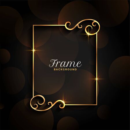 beautiful golden floral invitation frame background designのイラスト素材