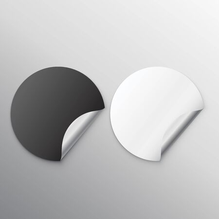 black and white blank stickers with curlのイラスト素材