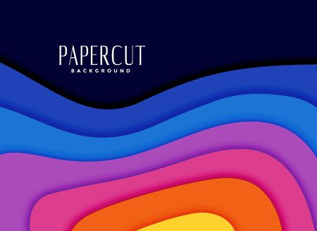 vibrant rainbow colors papercut backgroundのイラスト素材