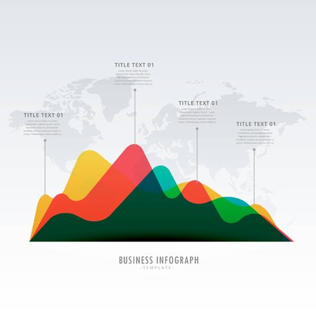 presentaion graphic and stats diagram in modern wavy styleのイラスト素材