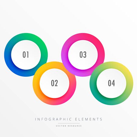 colorful four steps circular infographのイラスト素材