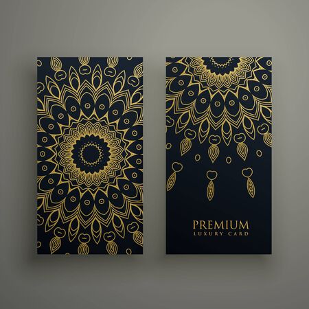 dark mandala card or banners design with golden ornamental decorationのイラスト素材
