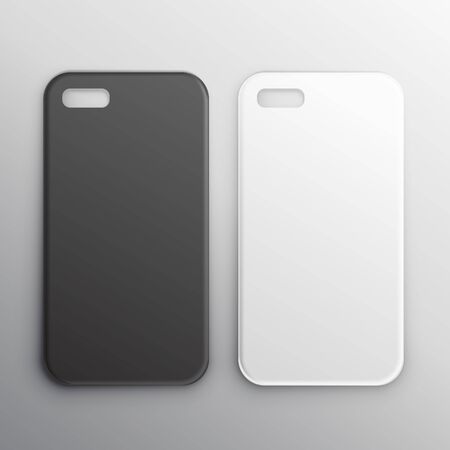 empty black and white smartphone cases setのイラスト素材