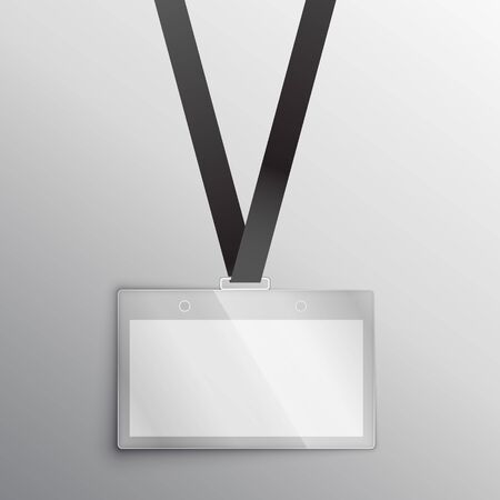 lanyard with badge, access card design mockupのイラスト素材