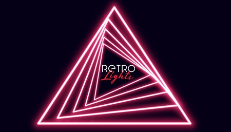 retro triangle neon lights geometric background designのイラスト素材