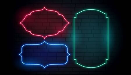 vintage style classic neon frames setのイラスト素材