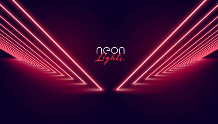 perspective neon red lights pathway background designのイラスト素材