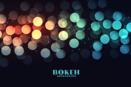 colorful bokeh lights effect on black backgroundのイラスト素材