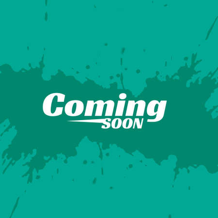 blue background with coming soon text and ink splashのイラスト素材