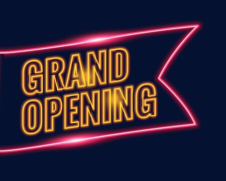 neon style grand opening banner design backgroundのイラスト素材