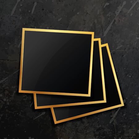 stack of golden photo frameのイラスト素材