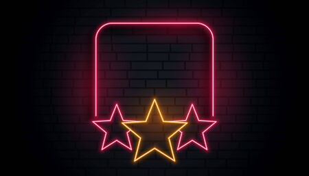 empty neon star frame with text spaceのイラスト素材