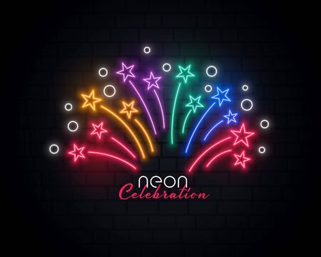 celebration sparkles in colorful neon style designのイラスト素材