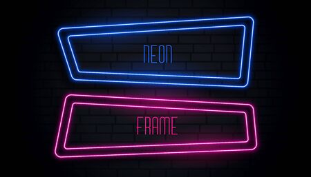 blue and pink neon frame with copyspaceのイラスト素材