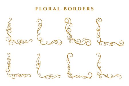 floral corner borders frame collection ornamental designのイラスト素材