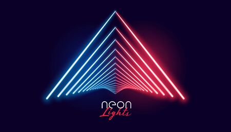 neon lights geometric shape in red and blue colorのイラスト素材