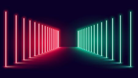 red and green neon light stage background designのイラスト素材