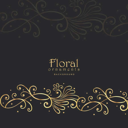 stylish golden floral on dark backgroundのイラスト素材